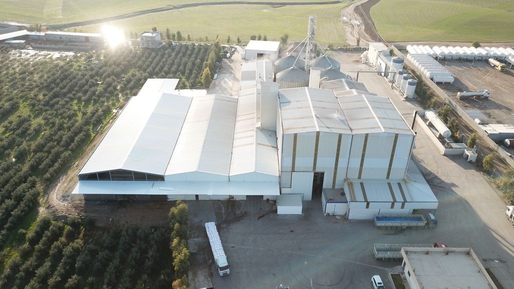 The mill and the land around it, from the air